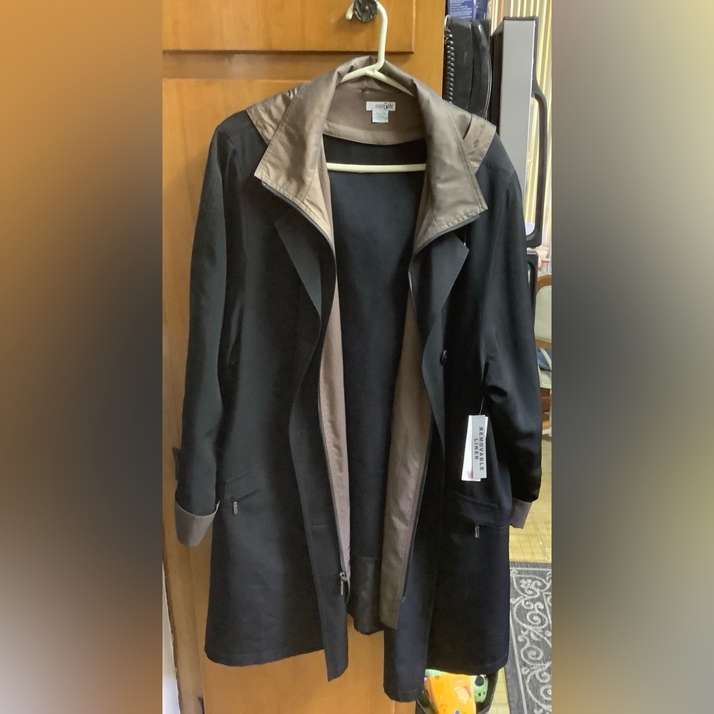 FREE SHIPPING East 5th New with Tags 3X Black Raincoat with Liner & Hood Pockets
